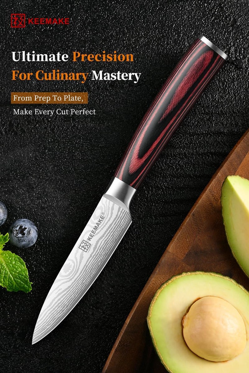 KEEMAKE 3.5 Inch Paring Knife - Ultra Sharp Fruit Knife High Carbon Stainless Steel Small Kitchen Knives for Peeling Slicing with Ergonomic Handle with Elegant Gift Box - Image 2